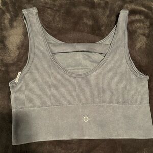 Gray Ribbed Sports Bra